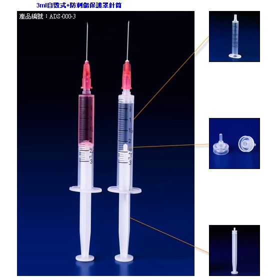 自毀式+防刺傷保護罩微量針筒-自毀式+防刺傷保護罩微量針筒