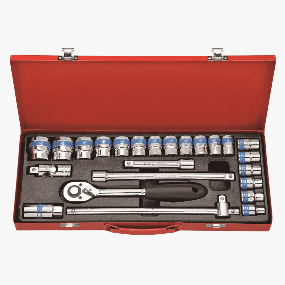 24pcs 1／2" Dr. Socket Wrench Set in Blue Ribbon