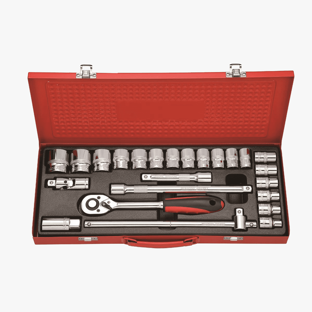 24pcs 1／2" Dr. Socket Wrench Set with Knurl／ Stripe