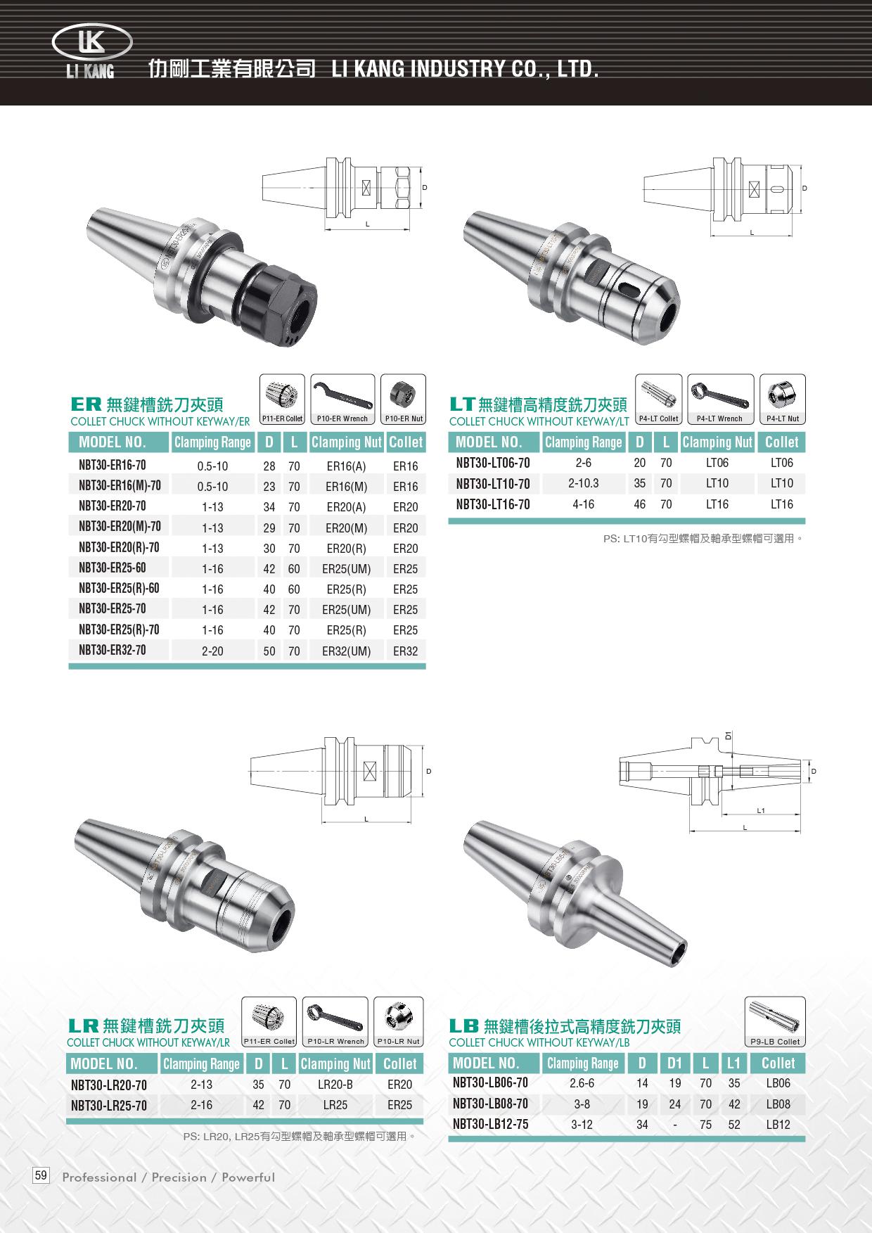 後拉式.銑刀夾頭-ER.LR.LT.LB