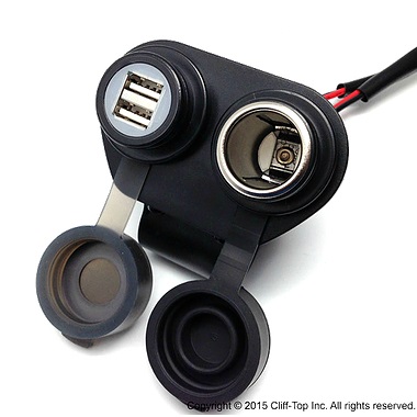 Handlebar Power Charger(Dual USB+Cigarette Socket)