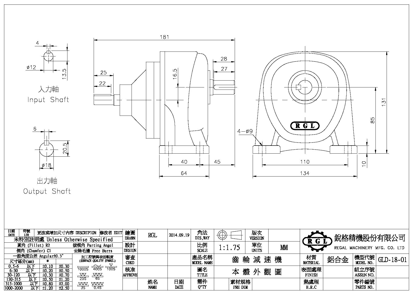 臥式雙軸型齒輪減速機-GLD 