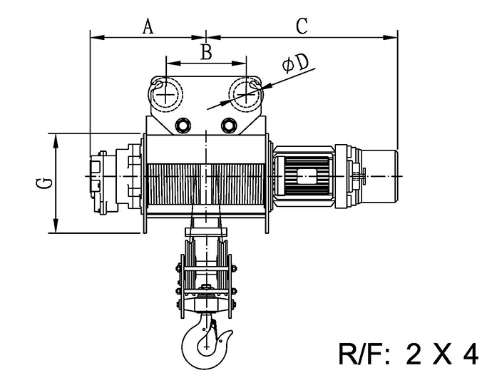 50HZ Monorail Electric Wire Rope Hoist - Dual Speed