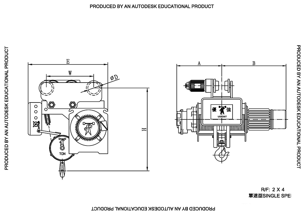 60HZ Electric Low Headroom Wire Rope Hoist