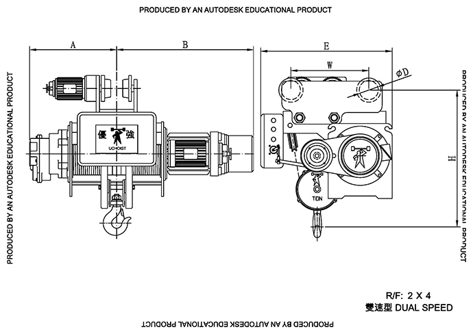 60HZ Electric Low Headroom Wire Rope Hoist