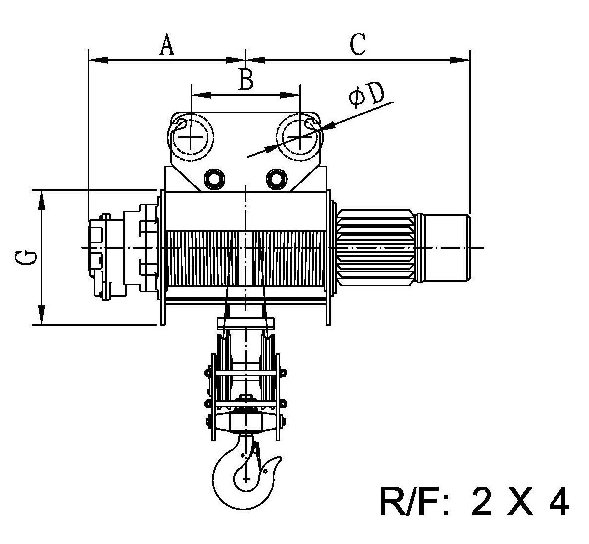 50HZ Monorail Electric Wire Rope Hoist - Single Speed