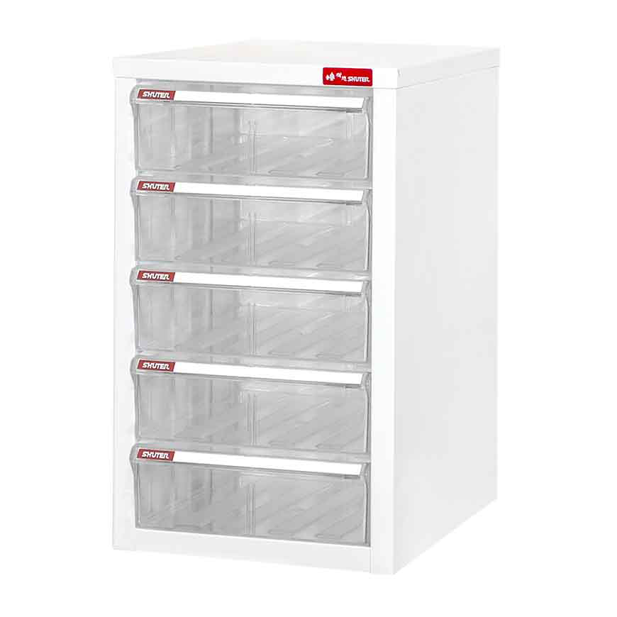 STEEL FILE CABINET WITH 5 PLASTIC DRAWERS IN 1 COLUMN FOR A4 PAPER-A4-105H