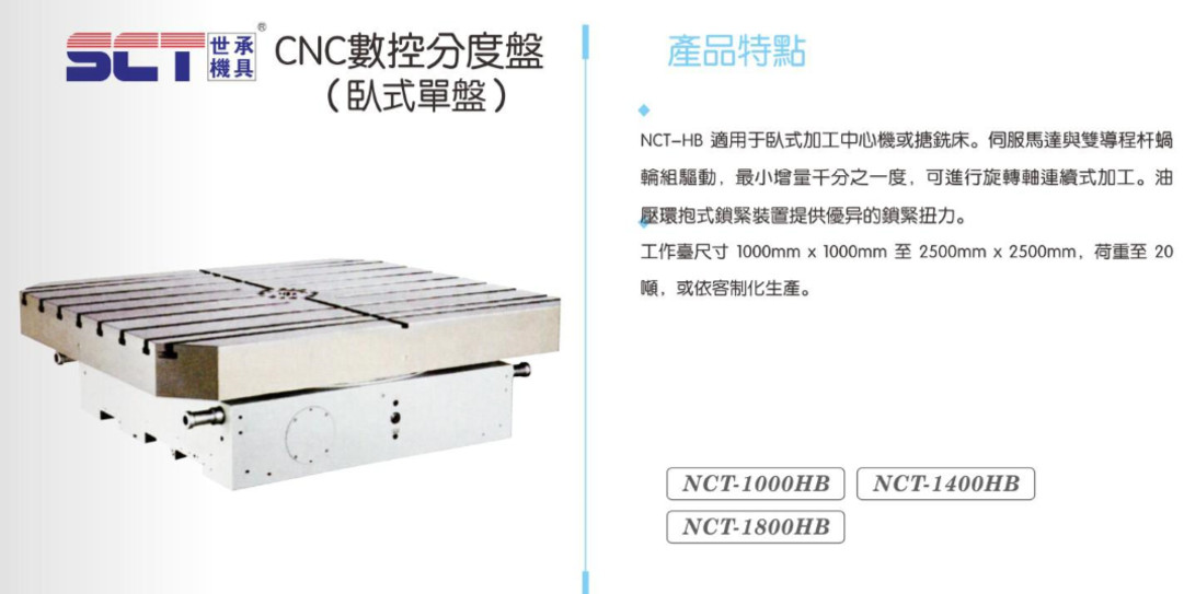 CNC數控分度盤(臥式單盤)-NCT