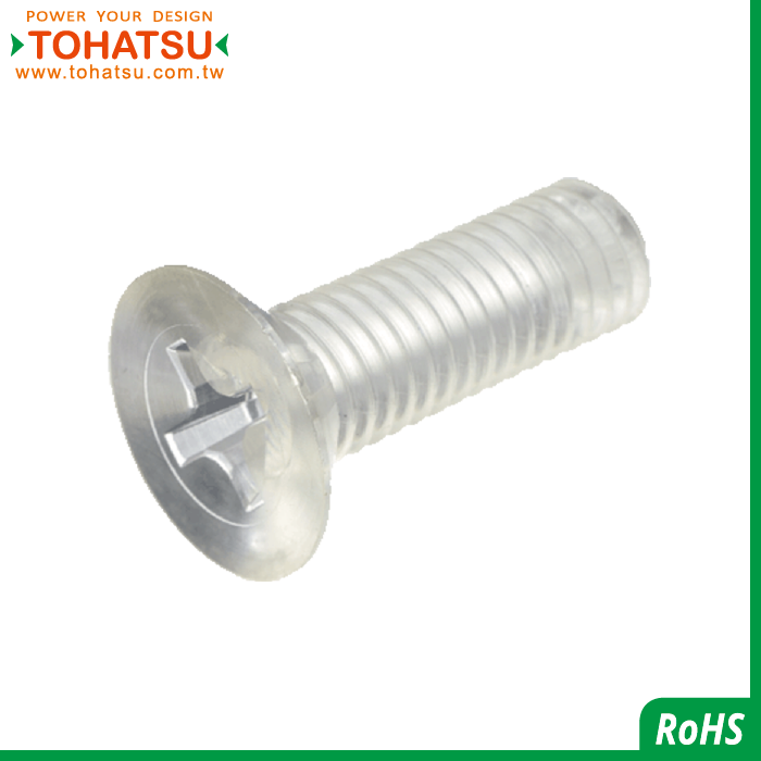 Countersunk head cross plastic screw (Material: PC)