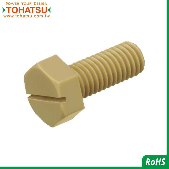 Outer Hexagon Slotted Plastic Bolts (Material: PEEK)-PEEK-BT