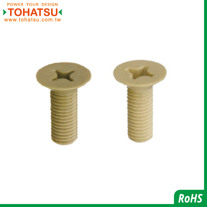 Countersunk head cross plastic screw (Material: PEEK／PPS)