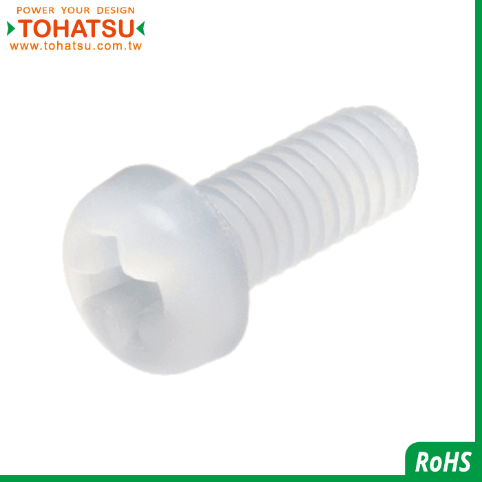 Half round head cross plastic screw (Material: PVDF)-PVDFPH