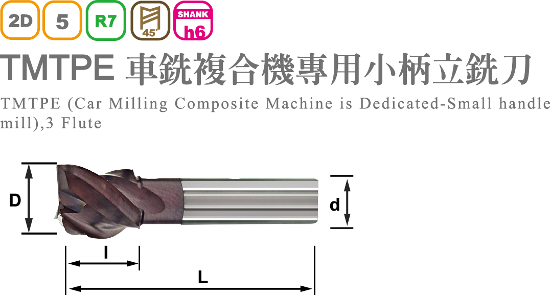 車銑複合機專用小柄立銑刀-TMTPE