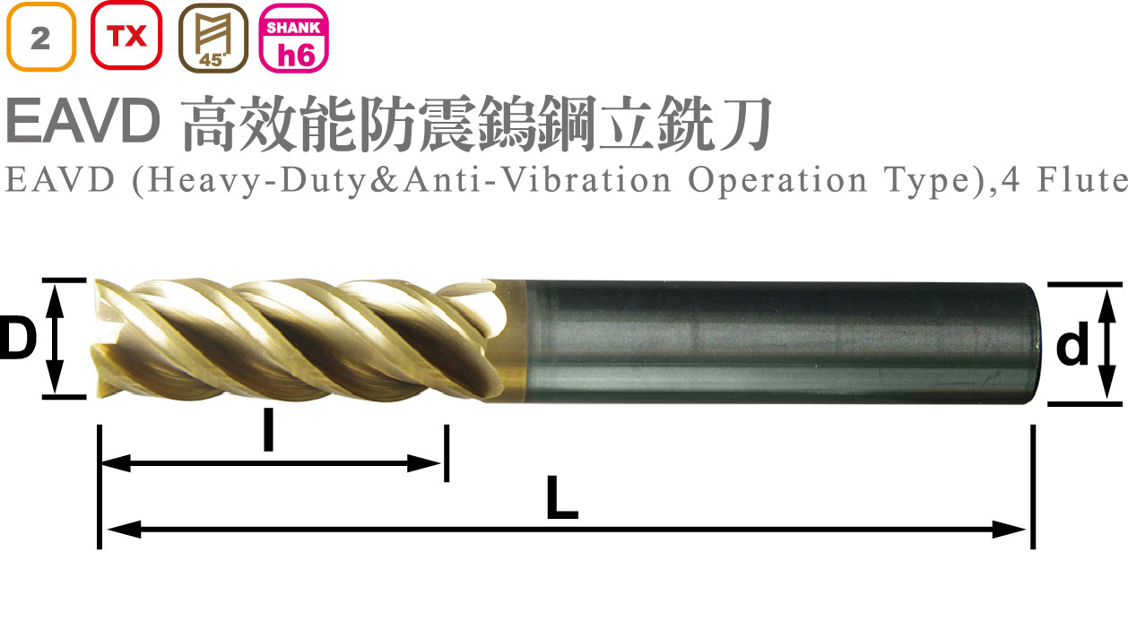 高效能防震鎢鋼立銑刀
