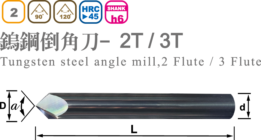 鎢鋼倒角刀-2T ／ 3T-2R2WC