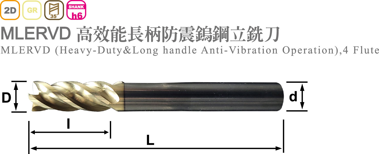 高效能長柄防震鎢鋼立銑刀