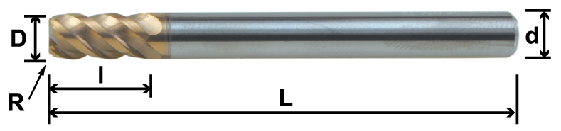 SLR4／MLR4 (Corner Radius, Long Shank), 4 Flutes