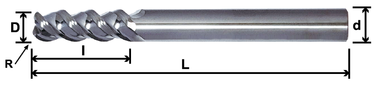 鋁銅專用長柄鎢鋼R角銑刀-SLAR / MLAR / LLAR