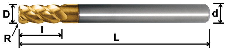 SLR4／MLR4(Corner Radius,Long Shank),4 Flutes