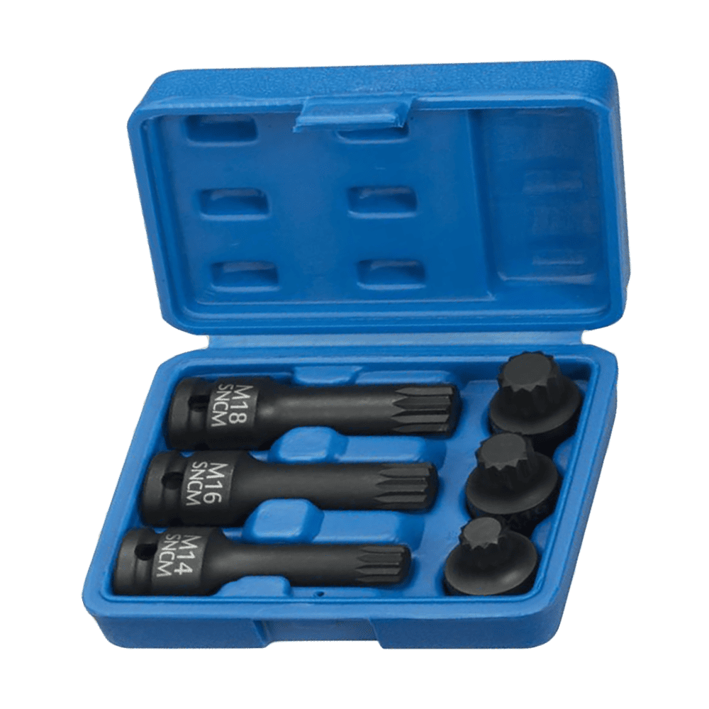 6pcs 1／2''Dr. Impact Spline Bit Socket Set in 42 & 77mml-ISBS040601