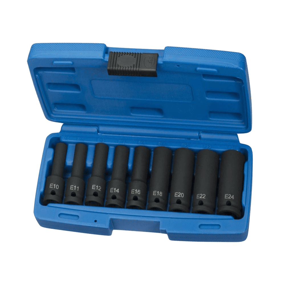 9pcs 1／2''Dr. Impact E Star Socket Sets in 78mml