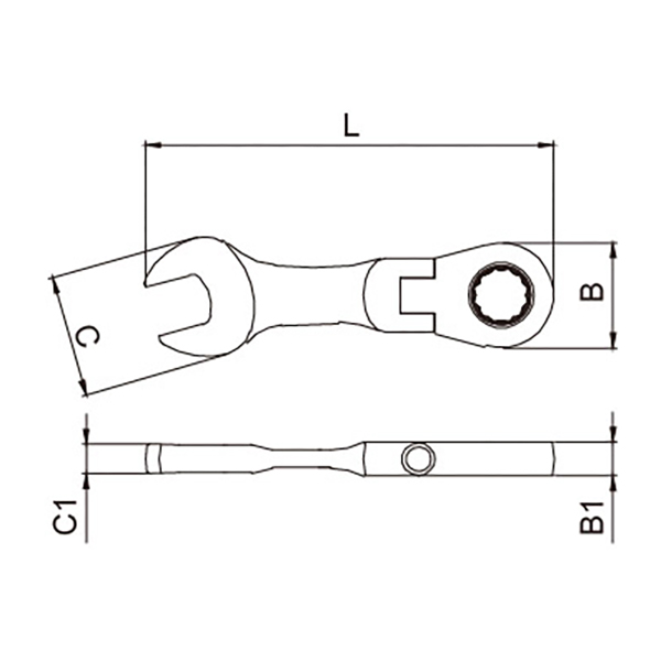 Flex Ratcheting Comb. Wrenches (Stubby Type)- (mm)