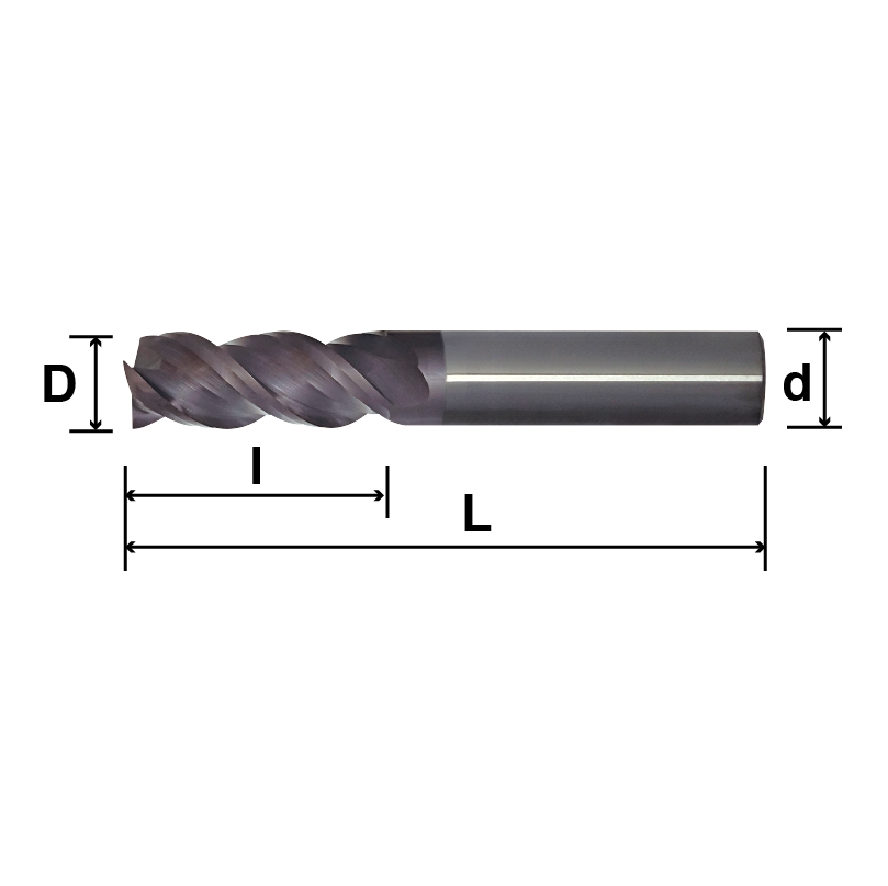 PE3 (Flat End Mill), 3 Flutes-PE3