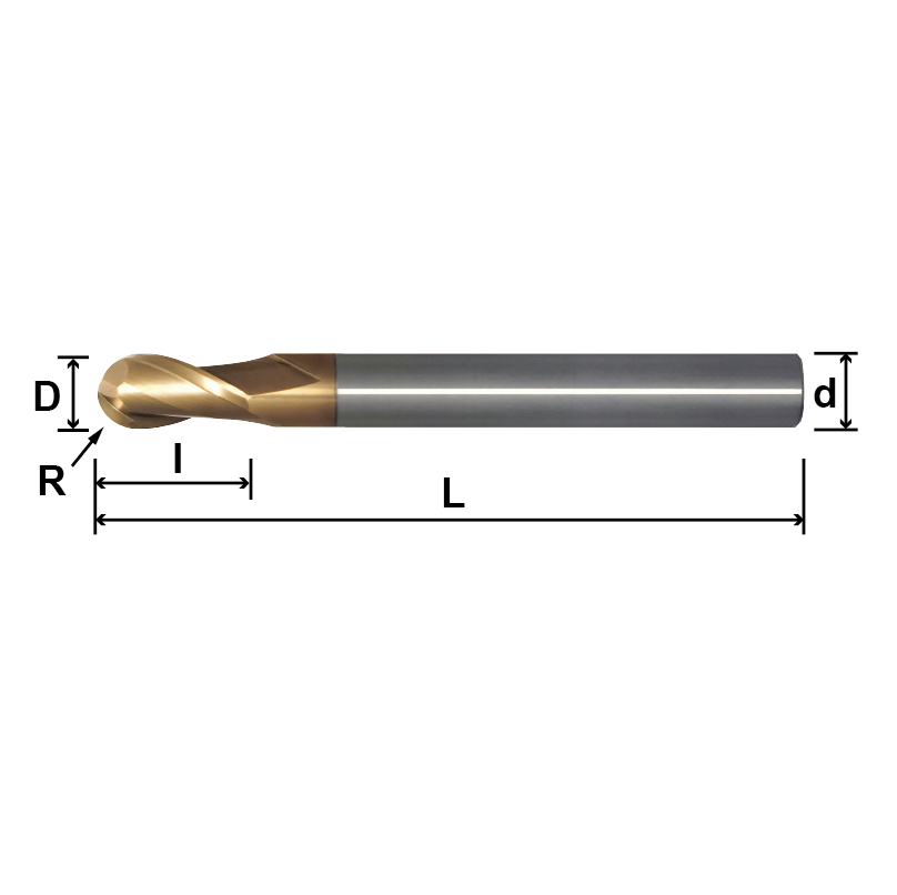 SLB2／MLB2／LLB2(Ball Nose,Long Shank),2 Flutes-SLB2 / MLB2 / LLB2