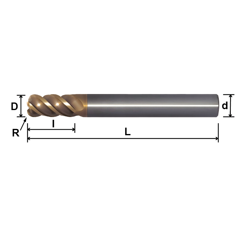 SLR4／MLR4(Corner Radius,Long Shank),4 Flutes