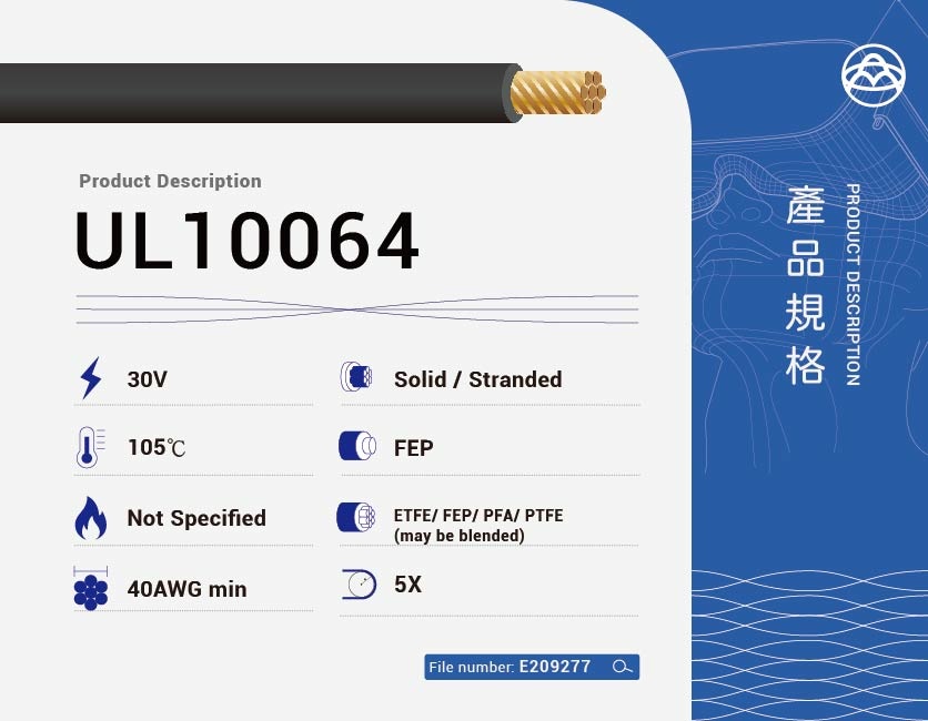 FEP電線(鐵氟龍電纜) – UL10064-UL10064