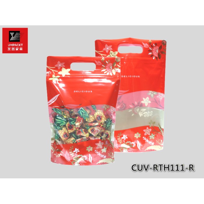 品味花卉手提夾鏈立袋(大一斤)-CUV-RTH111-R 品味花卉手提夾鏈立袋(大一斤)-CUV-RTH111-R