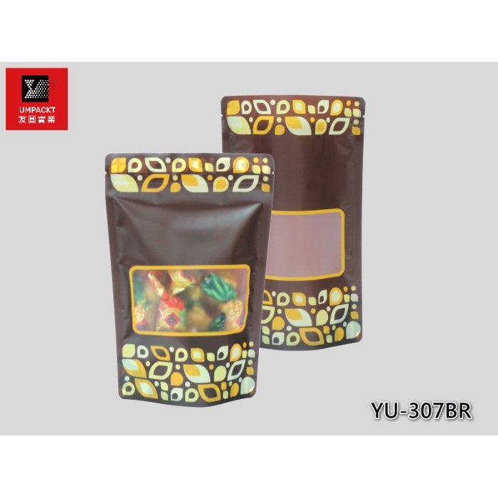 咖啡水晶夾鏈立袋-YU-307BR 咖啡水晶夾鏈立袋-YU-307BR