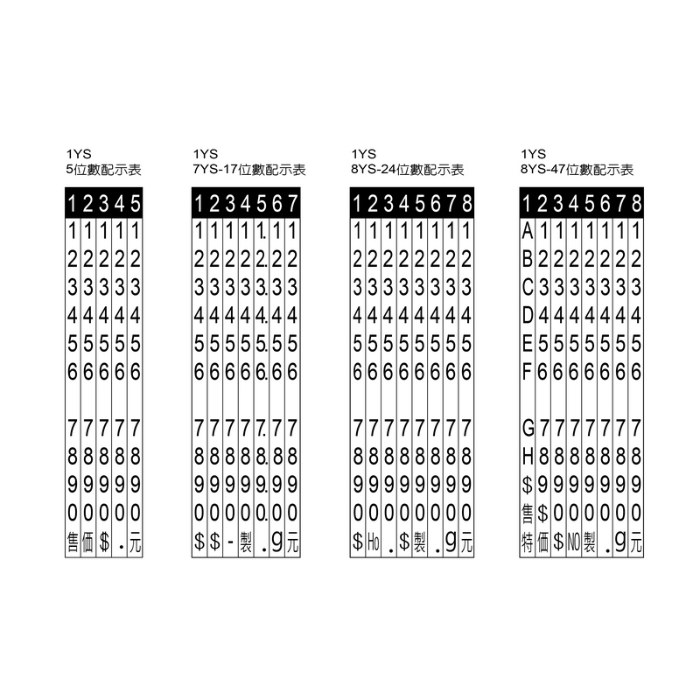 1YS 一行字標價機-1YS 1YS 一行字標價機-1YS