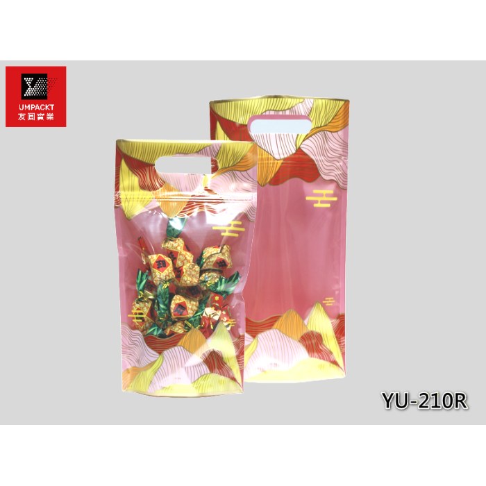 典藏臻品手提夾鏈立袋(紅)-YU-503R 典藏臻品手提夾鏈立袋(紅)-YU-503R